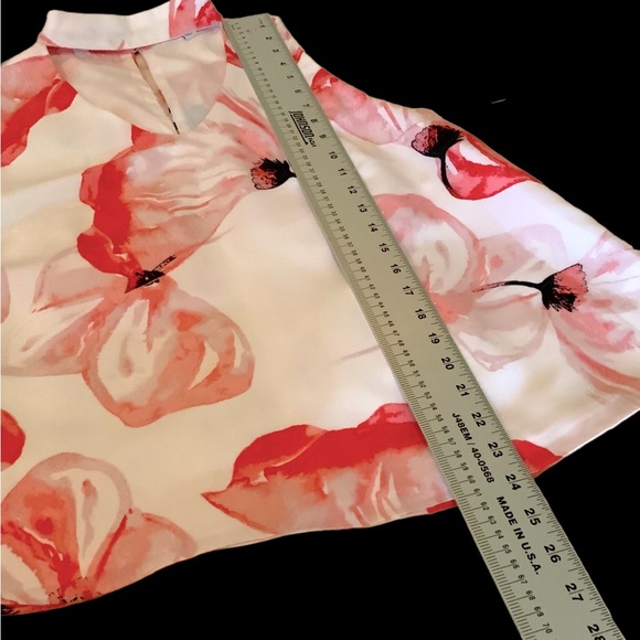 H By Halston Top Flower Detail  Sleeveless Collar Cutout In Front Lined Size SP - Picture 7 of 10